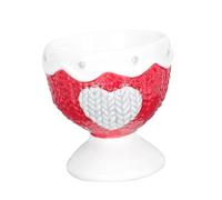 SOLUSTRE Heart Patterned Ceramic Egg Holder Cups Embossed Porcelain Tray Hard Boiled Egg Organiser Breakfast Accessory Smooth Surface Suitable for Home or Restaurant