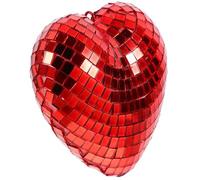 SOLUSTRE Heart Shaped Mirror Disco Ball Reflective Ball Glass Pendant Lightweight Wear Resistant Hanging Ornament for Doorways and Ceilings Red Party Decoration