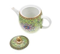 SOLUSTRE Heat Resistant Ceramic Teapot with Artistic Enamel Design Smooth Round Surface Scald Handle Easy to Clean Home Tea Pot for Tearoom and Daily Use