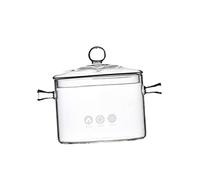 SOLUSTRE Heat Resistant Glass Cooking Pot with Bead Cover Transparent Stew and Instant Noodle Bowl Ergonomic Handle Suitable for Gas Stoves Multi Use Soup and Cooking Container for Home and