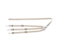 SOLUSTRE Heavy Duty Adjustable 3 Dog Leash in Khaki Nylon with Triple Walking Solution for Dogs, Lightweight Yard Leash for Walking Multiple Pets Together