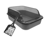 SOLUSTRE High-sided Covered Cat Litter Box Medium Grey with Thickened Walls and Included Litter Scoop Suitable for Senior Cats Random Style