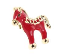 SOLUSTRE Horse Brooch Pin Decorative Accessory Highly Resistant to Oxidation Vintage Inspired Red Made of Copper Lapel Pin for Dress Collar and Collecting for Men and Women