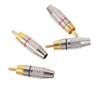 SOLUSTRE In-line Jack Adapter 4pcs Gold Plated Audio Video Male Plug