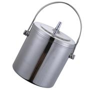 SOLUSTRE Insulated Stainless Steel Ice Bucket Silver Cooler with Lid and Handle, Double-Layer Portable Ice Storage Pail for Parties, Ktv, and Restaurant Use for Beer and Wine
