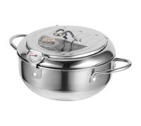 SOLUSTRE Japanese Style Tempura Frying Pan 2.0L Stainless Steel Non-Stick Deep Fryer with Drainer Small Deep Fry Pan for Home Use Induction Cooker Compatible