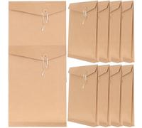 SOLUSTRE Kraft Paper File Organizer Envelopes 10pcs Document Holder for Filing and Storing Documents with String Tie Closure for Office and Business Use
