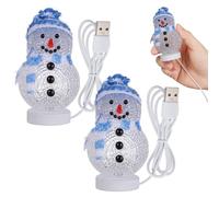 SOLUSTRE Led Snowman Light Up Decoration Color Changing Lamp USB Desk Centerpiece Mini Led Glowing Lights for Christmas Holiday Living Room Bedroom Decor Kids Blue Hat