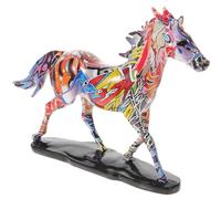 SOLUSTRE Lifelike Resin Horse Ornament for Home Decoration and Business Use, Colourful Graffiti Water Transfer Printed Resin Figurine, Sturdy and Unique Horse Art Collectible Random Color