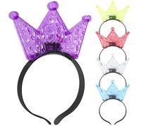 SOLUSTRE Light up Crown Headband Set of 5 Flashing Led Crown Headbands Glow in the Dark Headband Glow Headdress for Girls Birthday Parties Family Parties Festival Accessories