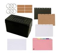 SOLUSTRE Lined Index Cards Set and Iron Materials with Plastic Storage Box for Easy Categorization and Data Storage Featuring Sturdy Paper Suitable for Office Work and Studying