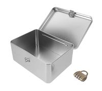 SOLUSTRE Lockable Tin Metal Storage Box with Combination Lock, Rectangular Tinplate Container for Necklaces and Trinkets, Sturdy Desktop Storage Holder for Crafts and Personal Items