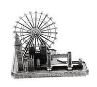 SOLUSTRE London Clock Sculpture for Desktop Adornment Alloy Ornament, London City Architectural Model Wear Resistant Silver Collectible Figurine, London Souvenirs