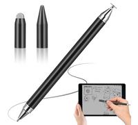SOLUSTRE Magnetic 3-in-1 Stylus Pen for Tablet and Capacitive Touchscreen, Portable Black Pen with Precision Writing and Anti-scratch Tip, for Teaching and Business Use