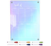 SOLUSTRE Magnetic Weekly Planner Board with Dry-Erase Surface and Acrylic Material, Portable Fridge Planning Board Suitable for Office and Home Use, Includes 7pcs Pen Set