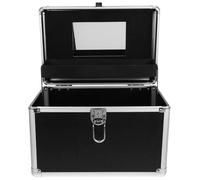 SOLUSTRE Makeup Organizer Box Large Capacity Professional Makeup Travel Case with Safety Buckle Sl ontemporary Design Black Abs Aluminium Metal Storage for Garden Bathroom