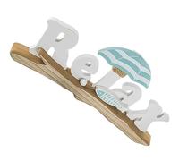 SOLUSTRE Mediterranean Style Beach Chair Decorative Sign with Green Letters, Nautical Bathroom and Bedroom Ocean Decor Accent for Coastal Home Accessories