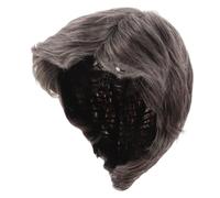 SOLUSTRE Men'S Short Synthetic Gray Wig Side Parting for Halloween Costume and Cosplay, Heat Resistant Hairpiece for Men