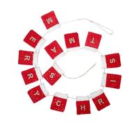 SOLUSTRE Merry Christmas Fabric Banner Soft Felt Wall Hanging Decoration Easy Install Letter Pocket Garland for Holiday Background Red Holiday Bunting Ornament for Festive Home Celebration
