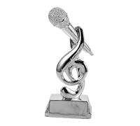 SOLUSTRE Microphone Trophy for Singing Events Music Award Decoration for Karaoke Parties Silver Host Speech Trophy for Competitions and Celebrations