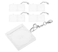SOLUSTRE Mini CD Jewel Cases Keychain Pendant Acrylic Material 5pcs with Heart-shaped Clasp Stylish and Charming Design for Gifting and Collectible Fans
