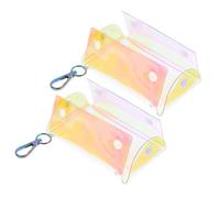 SOLUSTRE Mini Coin Purse Lightweight Wallet 2pcs PVC Change Purse for Girls and Convenient to Hold Small Objects with Keyring, Smooth Surface for Everyday Use