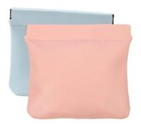 SOLUSTRE Mini Cosmetic Bags Portable Pocket Storage 2pcs Pu Leather Small Makeup Organizers Lipstick Pouch Practical and Easy to Use for Travel and Work for Little Things