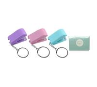 SOLUSTRE Mini Stapler Keychain Set 4Pcs Portable Hanging Stapler with Staples in Purple Green Pink, Small Office Supplies for Travel and School Use