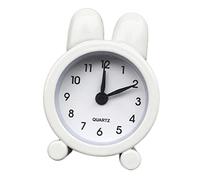 SOLUSTRE Mini White Metal Rabbit Ear Alarm Clock Silent Bedside Desktop Clock Easy Morning Wake Up for Home Dorm Room Decoration