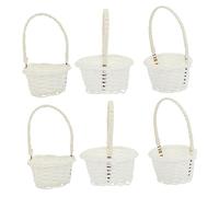 SOLUSTRE Mini Woven Hand Basket for Craft Adornments in White as Photo Prop Portable Basket for Storage Needs