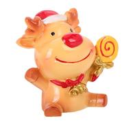 SOLUSTRE Miniature Christmas Reindeer Figurine Handcrafted Xmas Ornament for Desk and Home Decor Cute Tiny Holiday Decoration Office Bedroom Living
