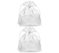 SOLUSTRE Money Bags Purses 2pcs Satin Bridal Wedding with Drawstring and Strap, Heart Shaped White Elegant and Refined Accessories for Evening and Wedding Ceremonies