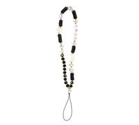 SOLUSTRE Moon Star Pearl Beaded Mobile Phone Chain Handmade Soft Clay Decorative Phone Lanyard Wrist Strap Anti-lost for Outdoor Use