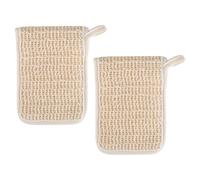 SOLUSTRE Multi-Function Soap Saver Bag and Soap Mesh Bag 2 Pieces 13.5X11X1Cm Cotton and Linen Material Loop and Hook Design Lather Rich Collect Household Face Cleansing
