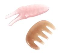 SOLUSTRE Multi-Functional 2pcs Scalp Massager Set Pink 5-Tooth Scraping Comb and Y-Shaped Eye Acupuncture Fork for Guasha Therapy and Head Relaxation