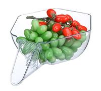 SOLUSTRE Multi Functional Transparent Drain Basket with Spout Capacity Rice Washer and Vegetable Fruit Strainer High Density Mesh Kitchen Colander for Efficient Food Draining and Cleaning