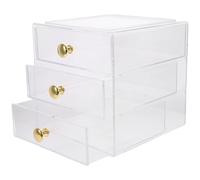 SOLUSTRE Multi-layer Storage Box Sundries Organizer Three-layer Drawer Design Stackable Acrylic with Handle Sl ontemporary Desktop Organizer for Home Desk Clutter-free Workspace Quick