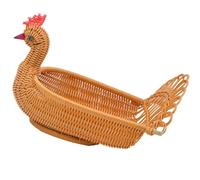 SOLUSTRE Multifunctional Brown Peafowl Woven Basket Made of Sturdy Pp Material, Large Volume Desktop Storage Basket for Fruits and Snacks, for Home Decoration and Hotel Use