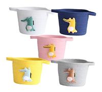 SOLUSTRE Multifunctional Cotton Rope Stuff Container Storage Basket with Dark Green Crocodile Pattern Sundries Organizer for Nursery and Playroom Spacious Home Accessories Bin for Diapers