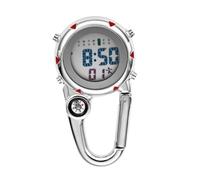 SOLUSTRE Multifunctional Stainless Steel Carabiner Watch Buckle with Quartz Movement Backpack Watch for Outdoor Climbing Nurses Paramedics Red Dark Dial and Scratch-Resistant