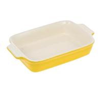 SOLUSTRE Multipurpose Ceramic Baking Cheese Tray with Handles for Families and Bakeries, Yellow Sturdy Oven Dish Resistant to Deformation, for Baking and Serving Snacks