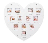 SOLUSTRE My First Year Picture Frame Newborn Baby Heart Shaped Keepsake LED Photo Frame Hold 12 Months Photo Inserts First for Wall Decor (13.17X12.58X1.18inch)