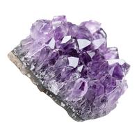 SOLUSTRE Natural Amethyst Crystal Cluster Ornament Handmade Mineral Artwork Stone Desktop Crystal Craft with Irregular Shape Calming Role and Unique Appearance for Bedroom Or Dining Room