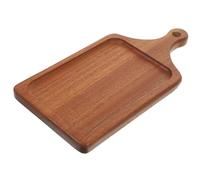 SOLUSTRE Natural Solid Wood Round Serving Board with Handle Multi-use Charcuterie and Food Serving Tray Wood Steak Cutting Board for Pizza Bread Dessert Salad Presentation