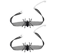 SOLUSTRE Necklace Clavicle 2pcs Spider Halloween Lace Gothic Choker Neck for Chain, Black Felt Cloth Stretchy Lace Decorative Strap, Unique and Festivals and Events