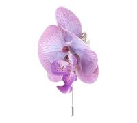 SOLUSTRE Orchid Flower Brooch Pin Zinc Alloy Lapel Boutonniere for Men Wedding Prom Dance Formal Accessories with Elegant in Purple