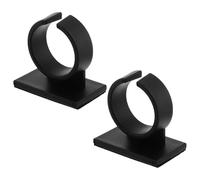 SOLUSTRE Pack of 2 Plastic Microphone Holder Clamps, Universal Portable Microphone Clip with Self-Adhesive Microphone Flag Holder for Interviews and TV Presenters