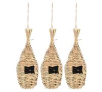 SOLUSTRE Pack of 3 Handmade Bird Nest Made of Robust Grass Dimensionally Stable Hanging Nests for Canaries and Small Birds Natural Outdoor Decoration