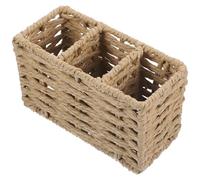 SOLUSTRE Paper String Flatware Holder Cutlery Utensil Holder 6.68x3.93x3.14in Large Capacity Beige Keeps Countertop Clean Tidy and Mess Free Kitchen Storage Solution