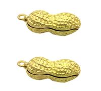 SOLUSTRE Pendants Retro Creative Copper DIY Craft Material Peanut Shape 2pcs Small Hanging Ornaments for Bag Pendant and Keychain Decoration